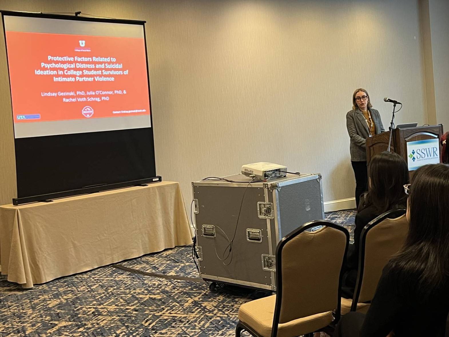 Dr. Lindsay Gezinski presenting at SSWR 2025